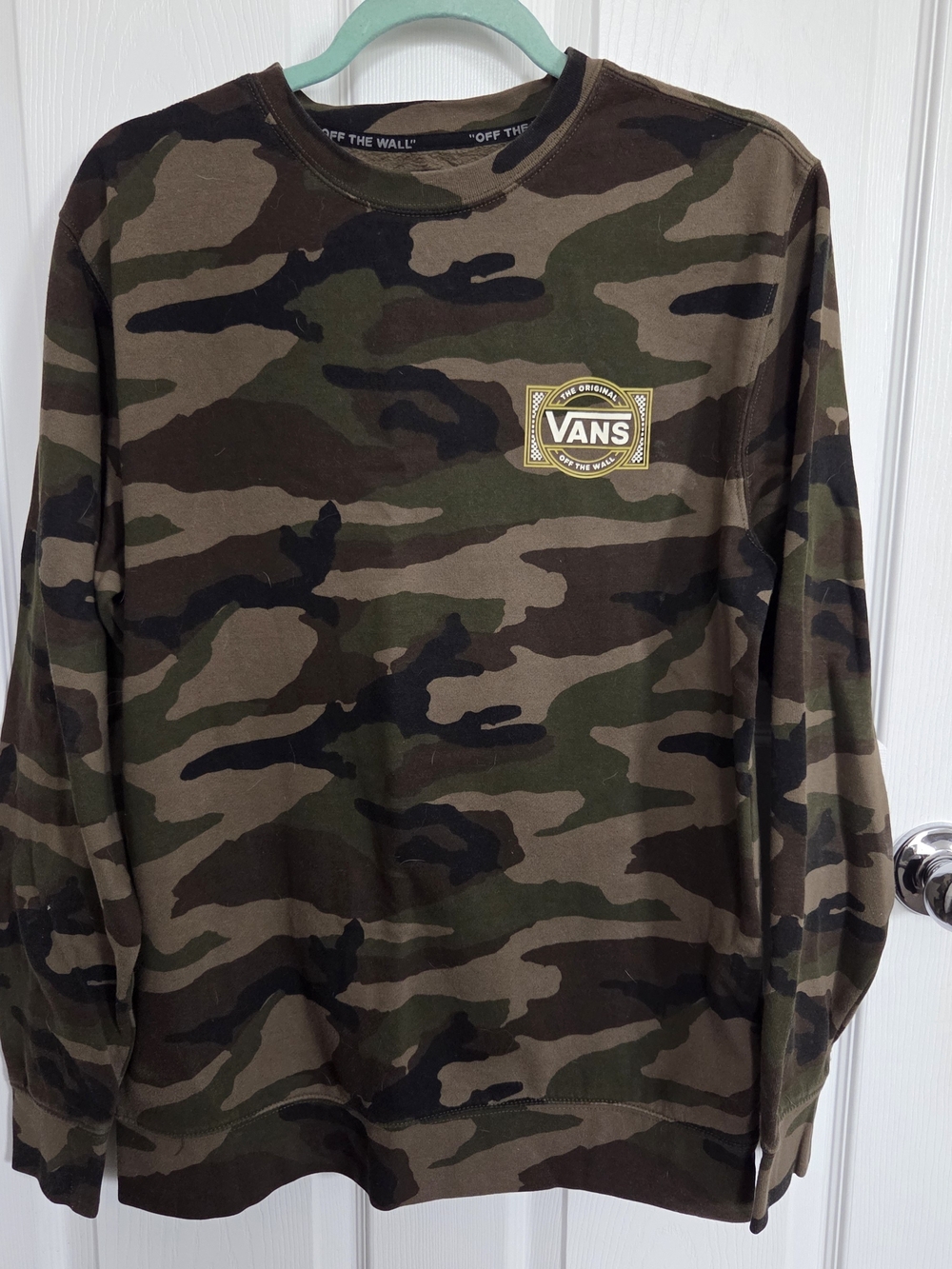 Vans Men's Long-Sleeve Camo Sweatshirt - Olive, Dark Green, Black